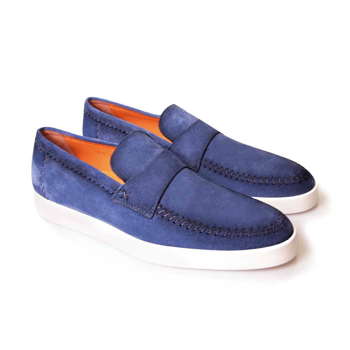 Blue Suede Loafer Loafer Santoni   