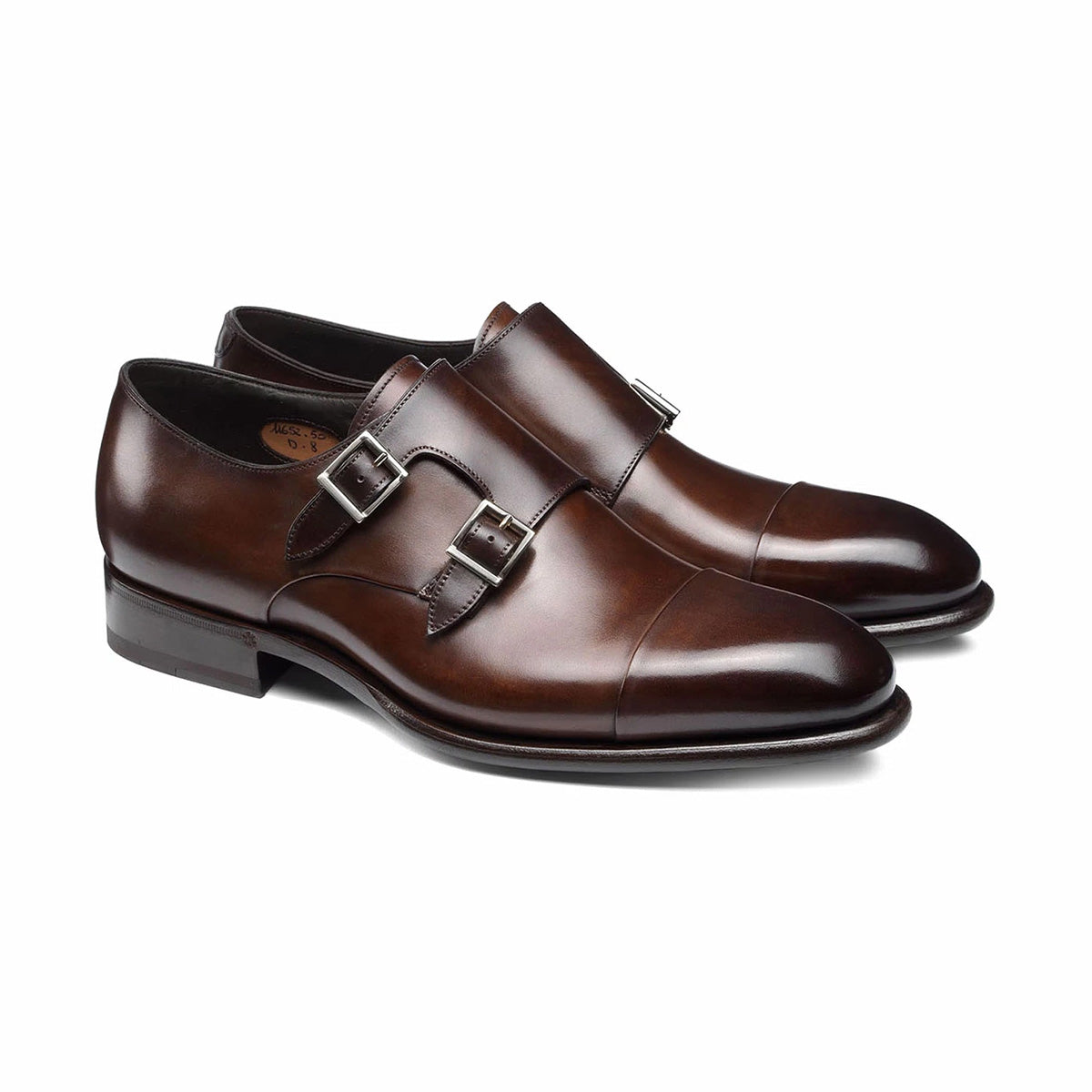 Brown Double-Buckle Leather Shoes SHOES Santoni   