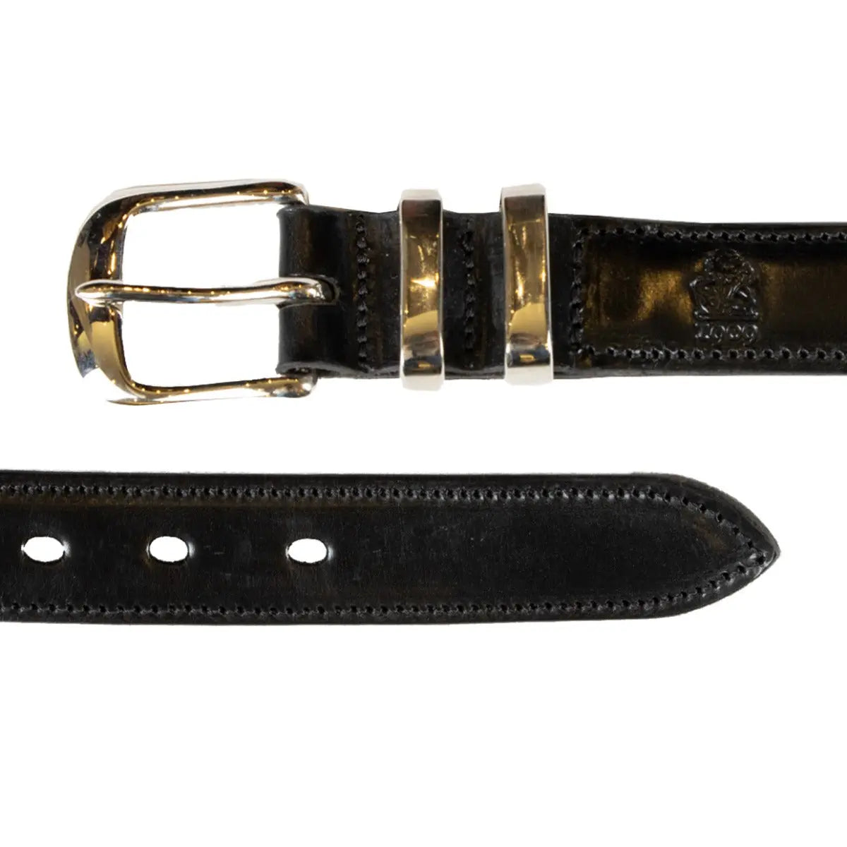 Black &#39;Tamar&#39; Bridle Hide Leather Belt  Robert Old   