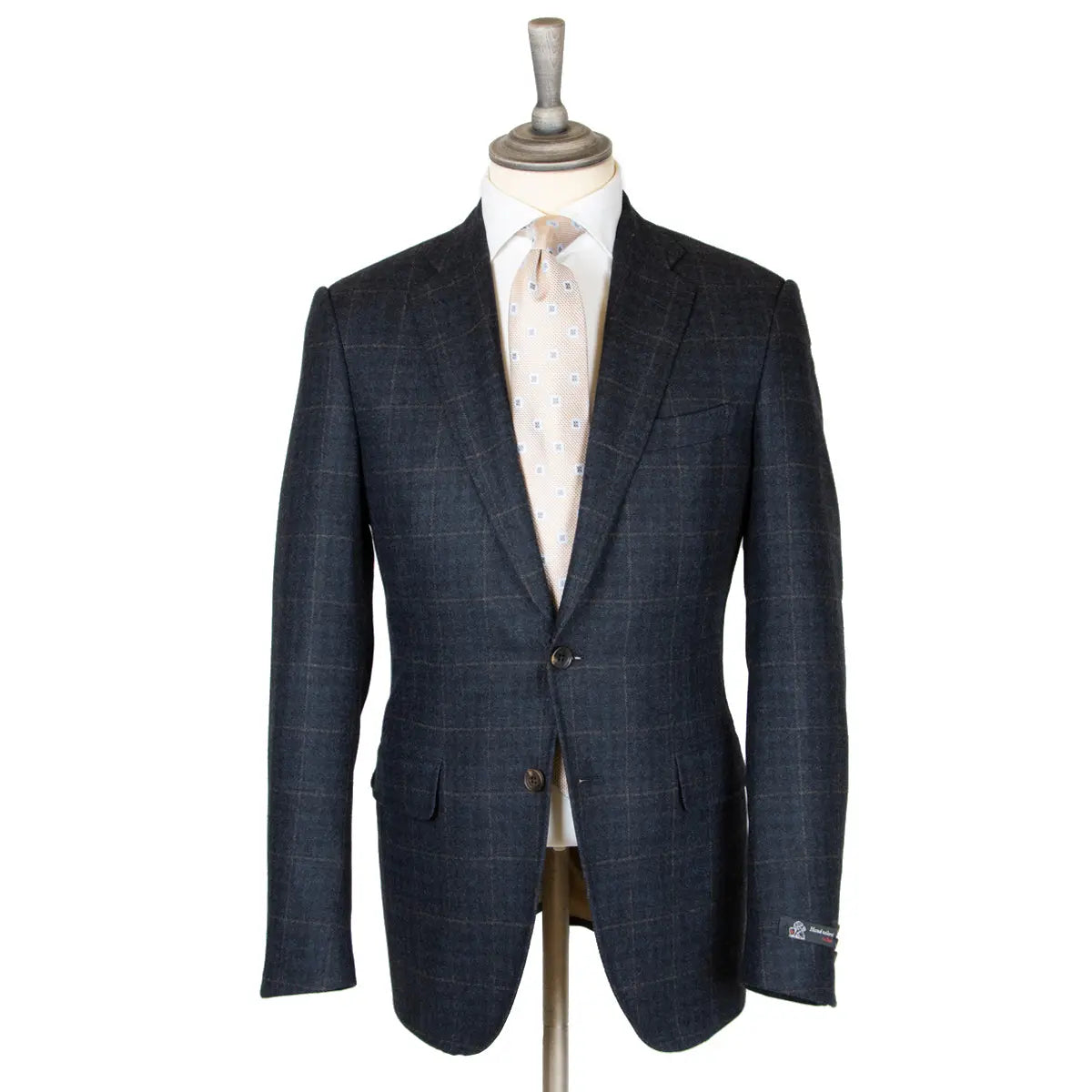 Navy Overcheck Wool &amp; Cashmere Jacket  Robert Old   