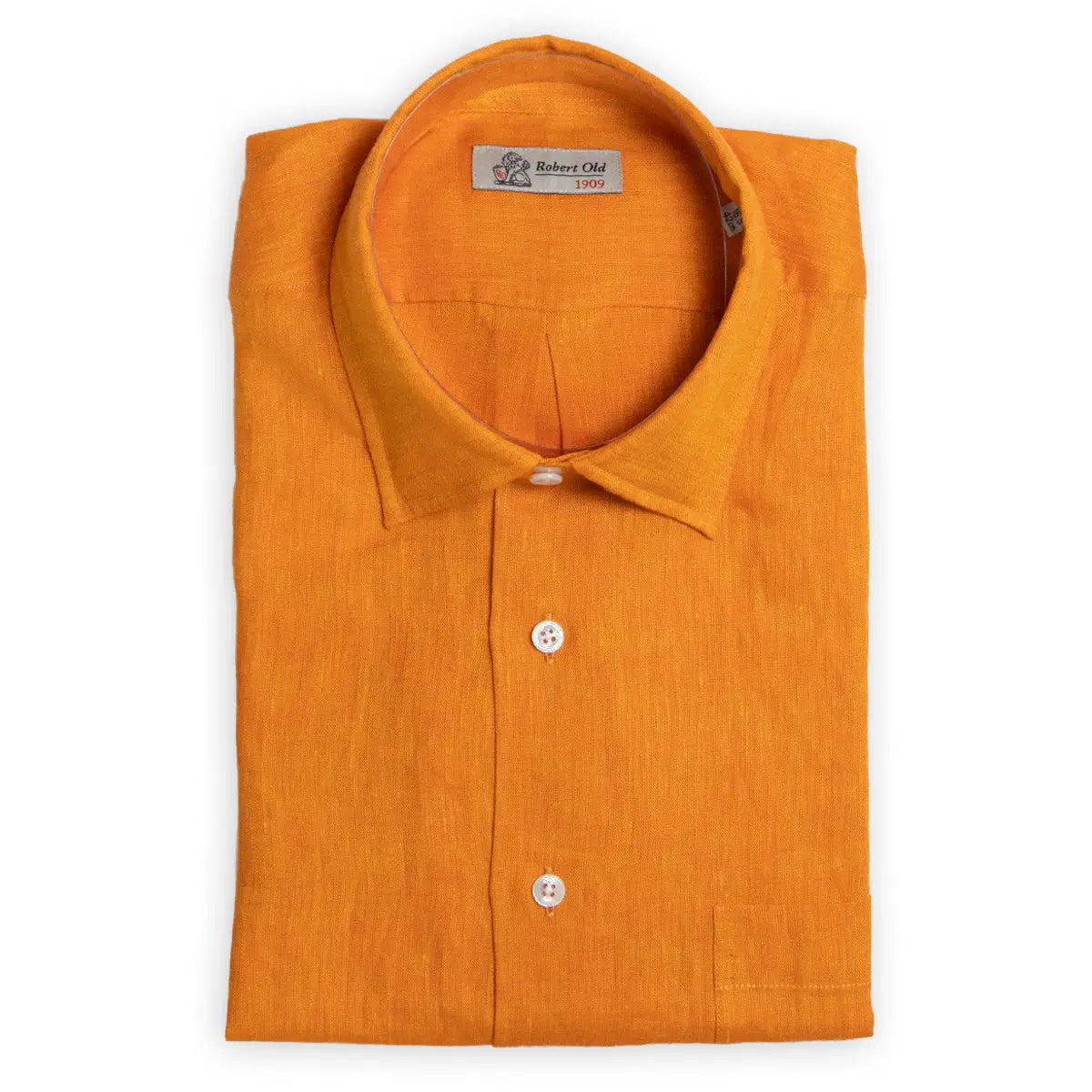 Orange Linen Long Sleeve Shirt  Robert Old   