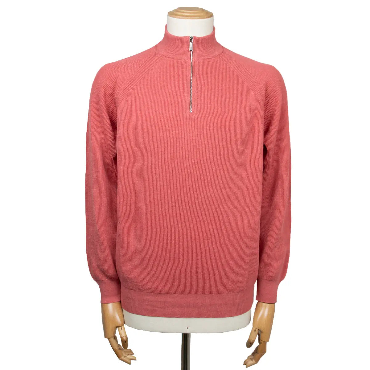 Red Coral 'Basoli' Cotton Quarter Zip Jumper  Moorer   