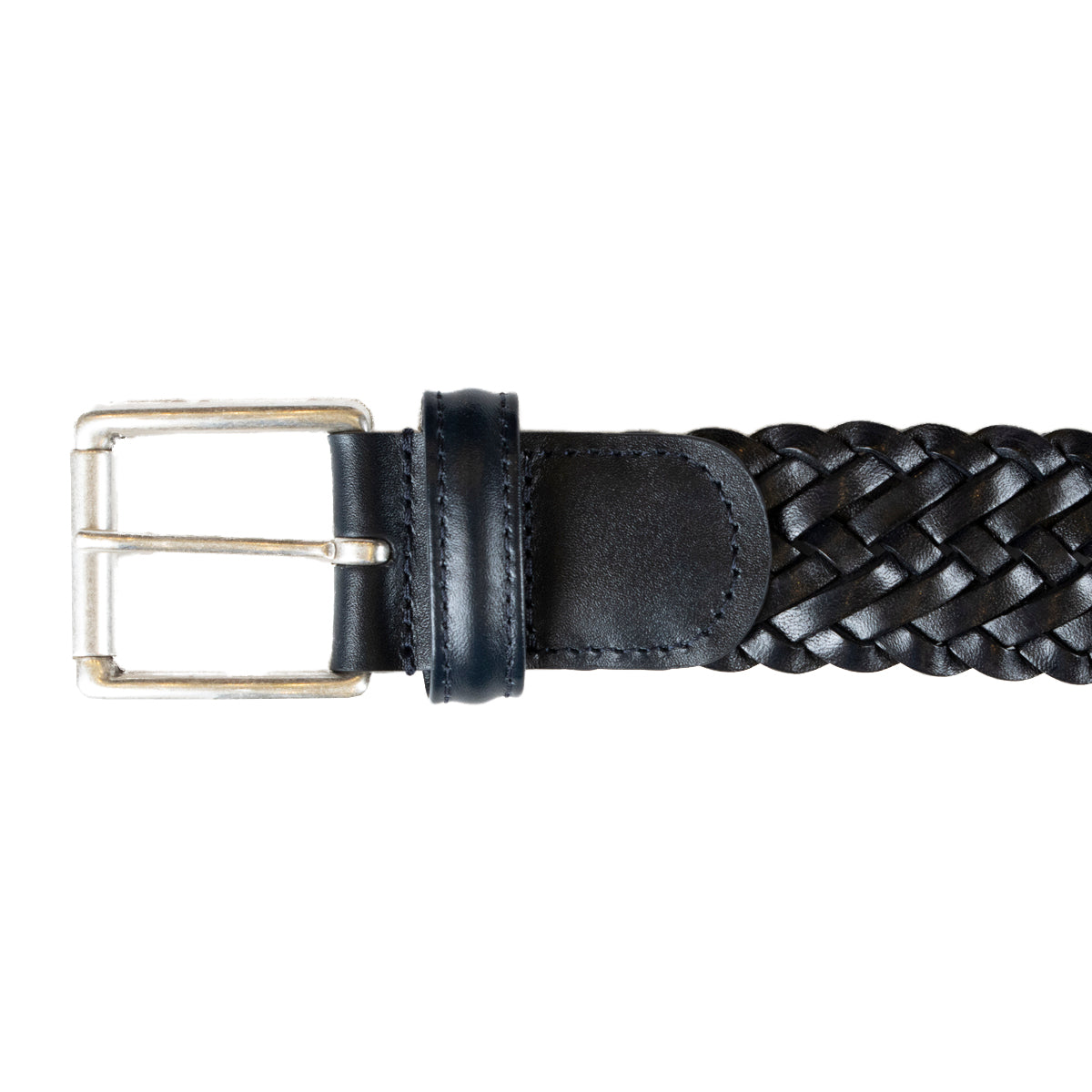 Navy Woven Leather Belt  Robert Old   