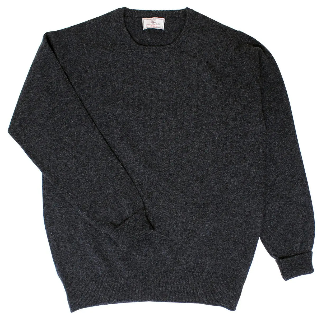 The Ayre 2ply Crew Neck Pure Lambswool Sweater Crew Neck Robert Old Charcoal 36&quot; UK 