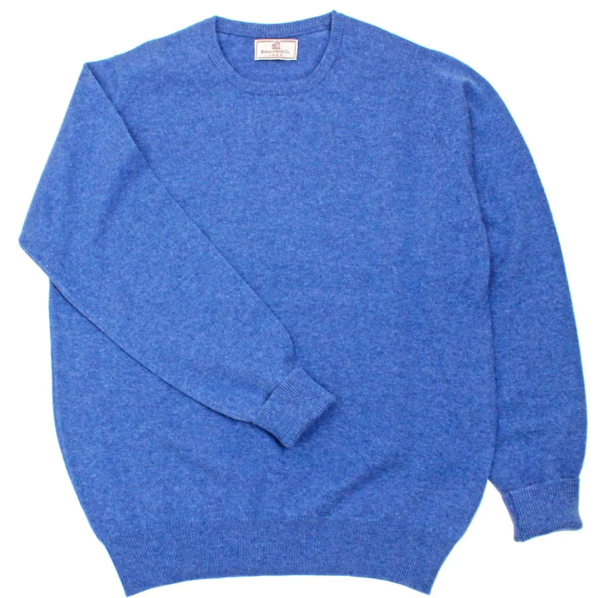 The Ayre 2ply Crew Neck Pure Lambswool Sweater Crew Neck Robert Old Clyde Blue 36&quot; UK 