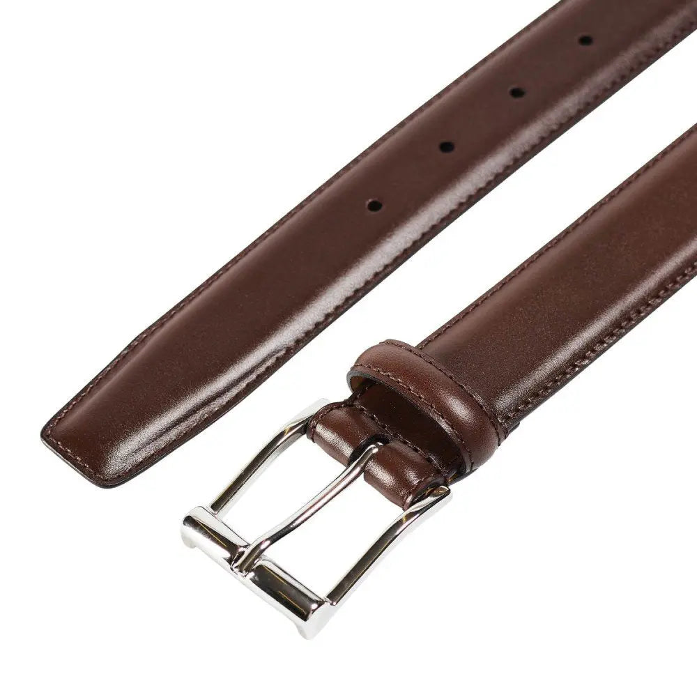 Dark Brown Calf Belt with Silver Buckle  Crockett & Jones   