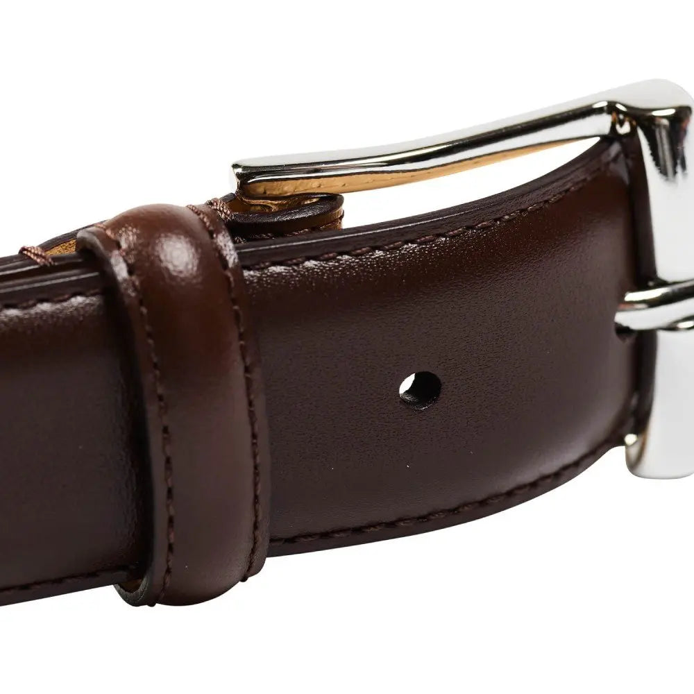 Dark Brown Calf Belt with Silver Buckle  Crockett &amp; Jones   