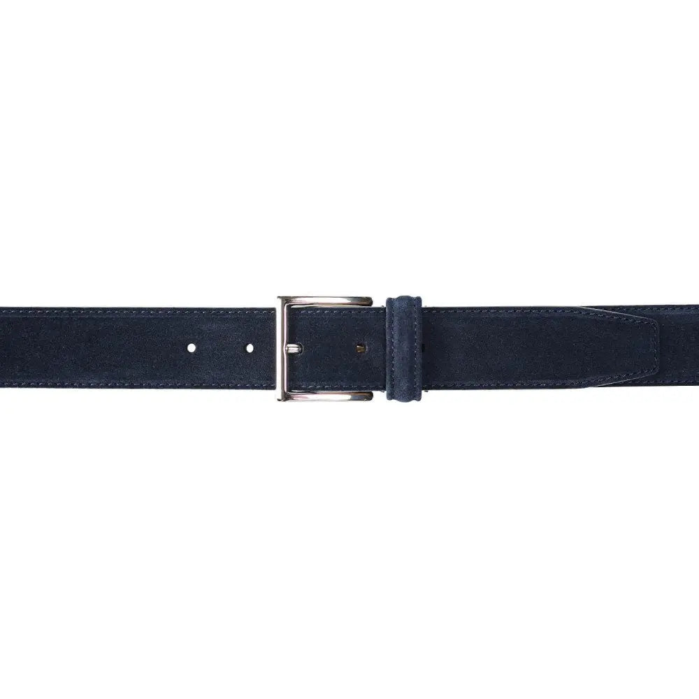 Navy Suede Belt with Silver Buckle  Crockett &amp; Jones   