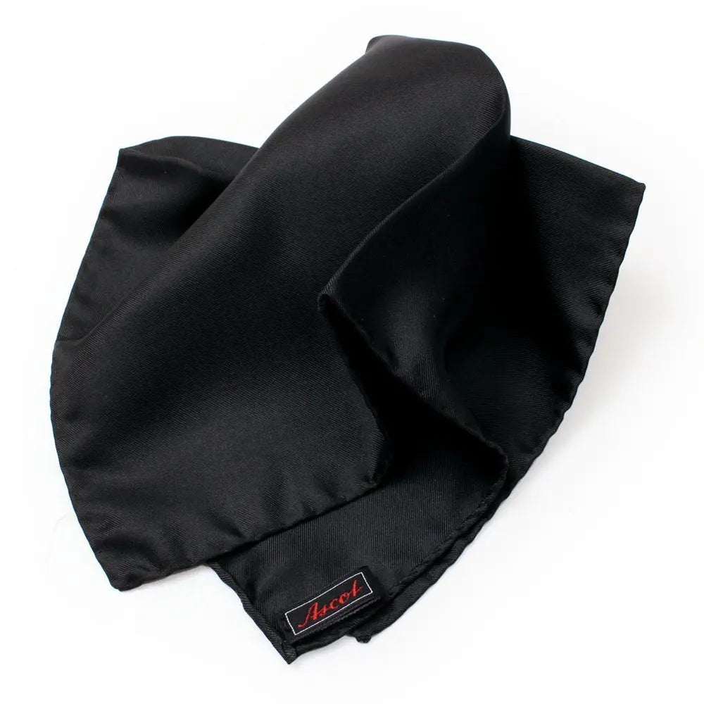 Black Silk Pocket Square  Robert Old   