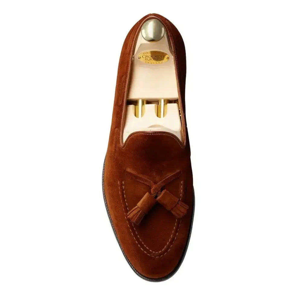 Cavendish Polo Brown Suede Tassel Loafer  Crockett & Jones   