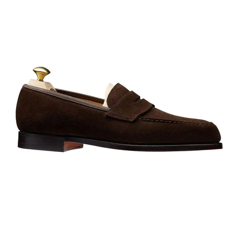 Dark Brown Boston Suede Penny Loafer  Crockett & Jones   