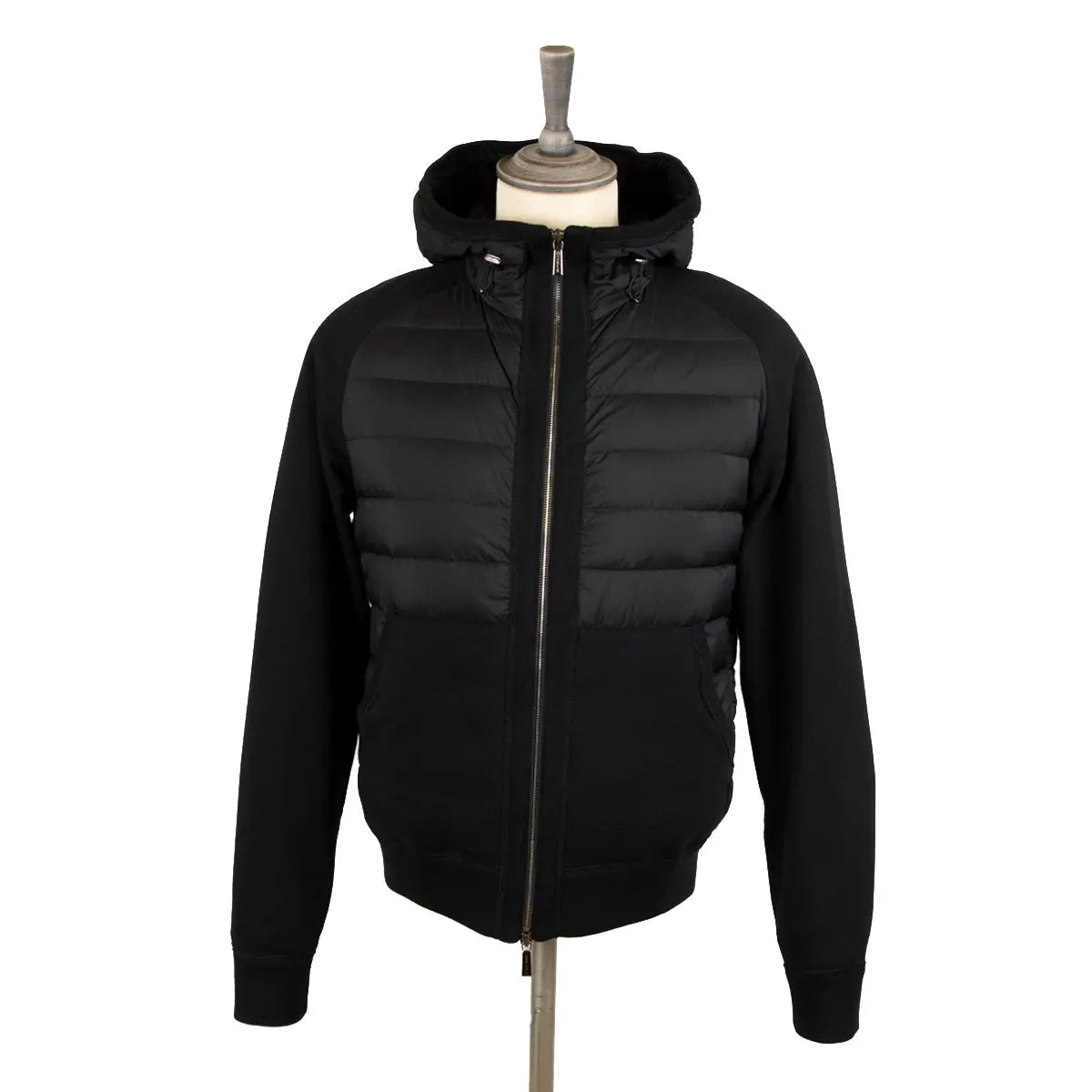 Black &#39;Chirico&#39; Quilted Goose Down Hooded Jacket  Moorer   