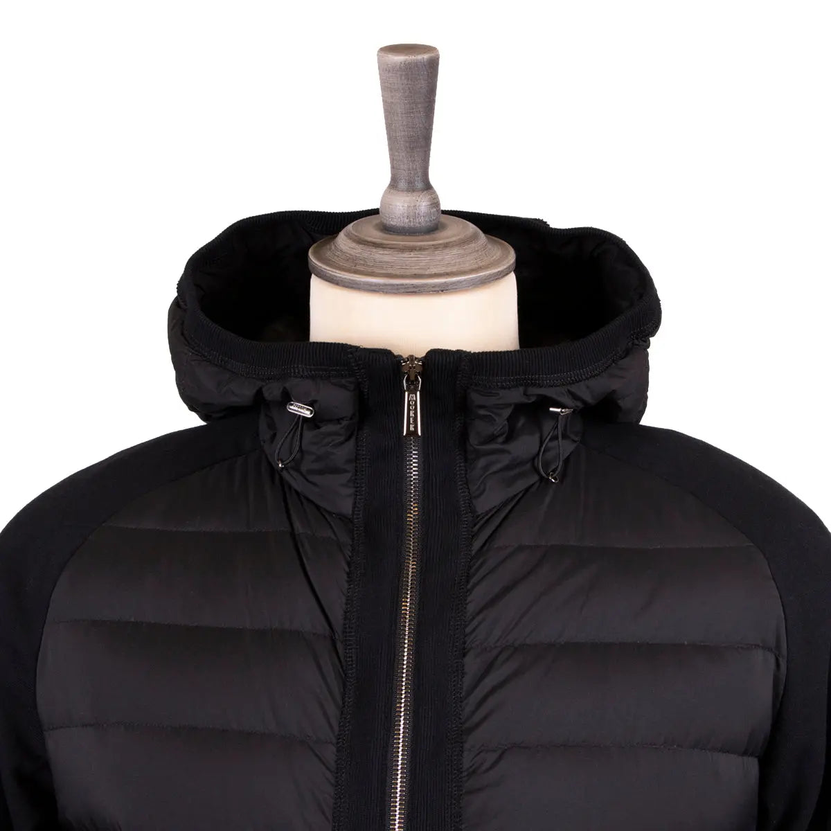 Black &#39;Chirico&#39; Quilted Goose Down Hooded Jacket  Moorer   