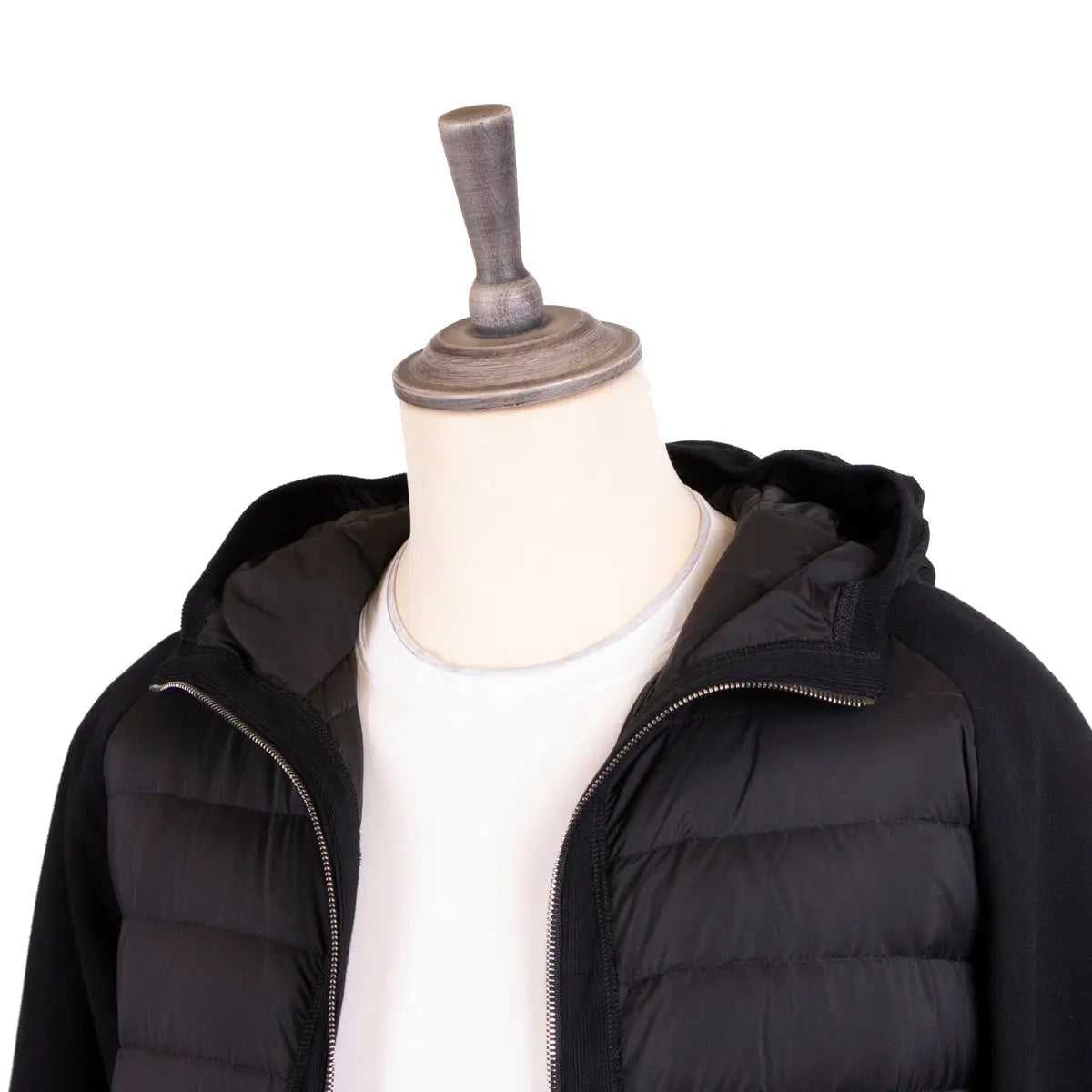 Black &#39;Chirico&#39; Quilted Goose Down Hooded Jacket  Moorer   