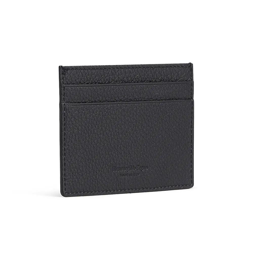 Navy Grained Calfskin Leather Card Case  Ermenegildo Zegna   