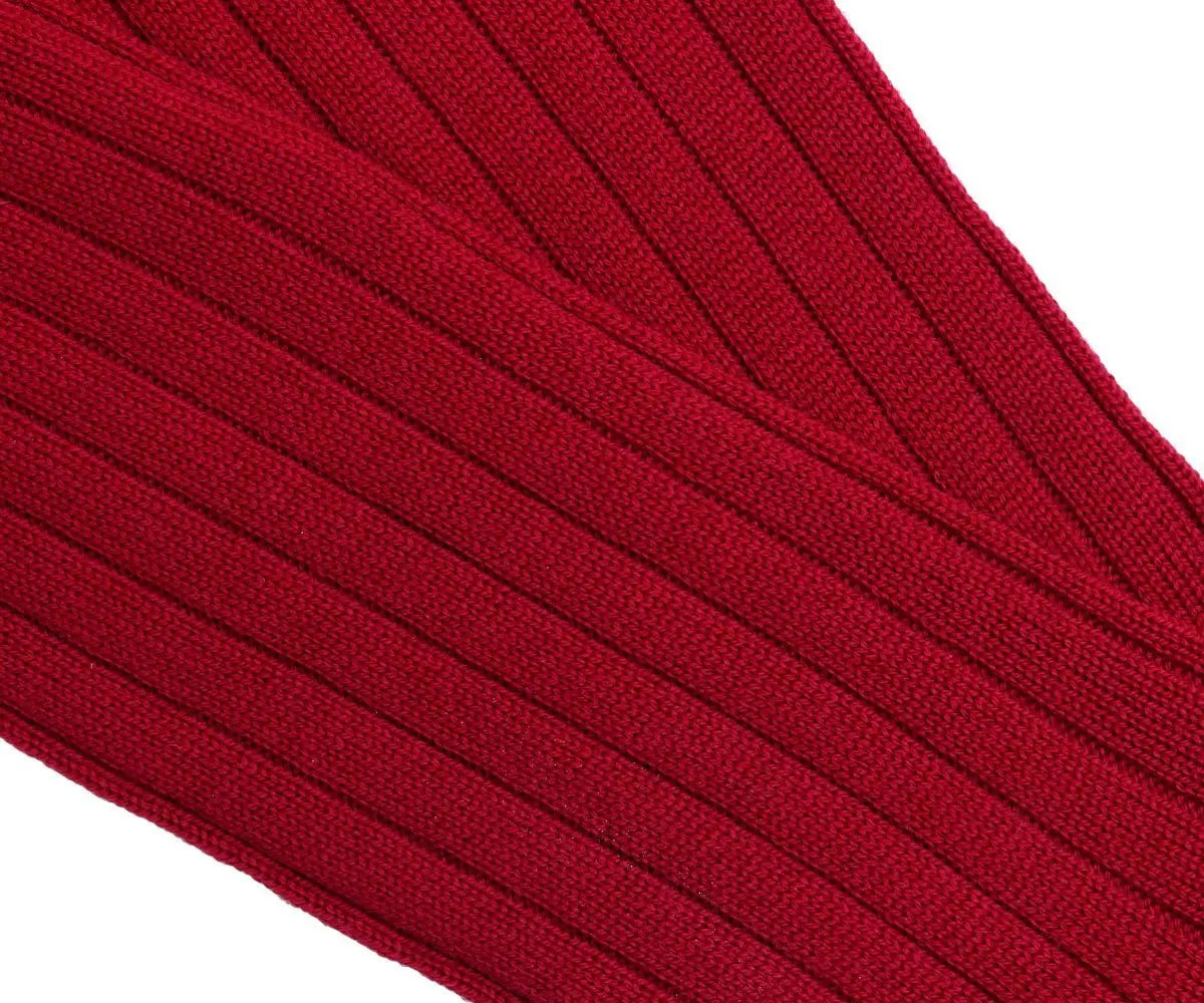 Granata Red Ribbed Wool Socks  Robert Old   