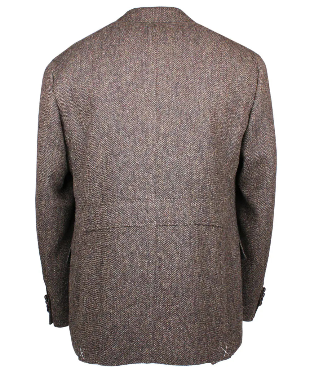 Brown Herringbone Tweed Blazer  Robert Old   