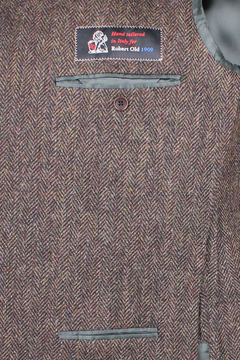 Brown Herringbone Tweed Blazer  Robert Old   