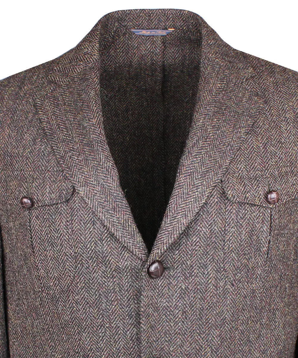 Brown Herringbone Tweed Blazer  Robert Old   