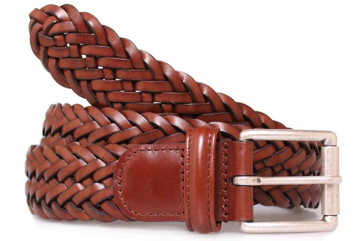 Brown Woven Leather Belt  Robert Old   