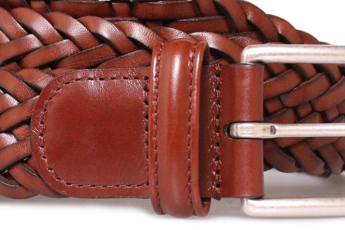 Brown Woven Leather Belt  Robert Old   