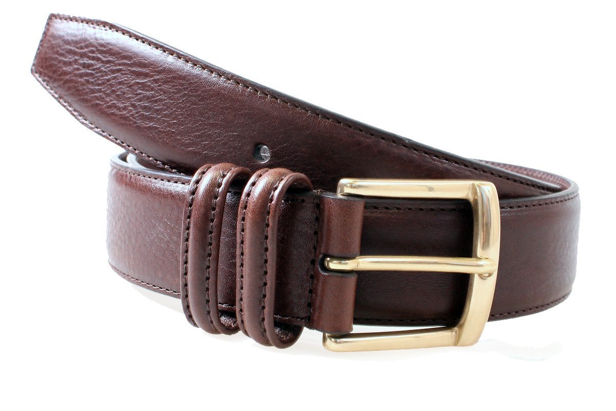 Brown Calf Leather Brass Buckle Belt  Robert Old   