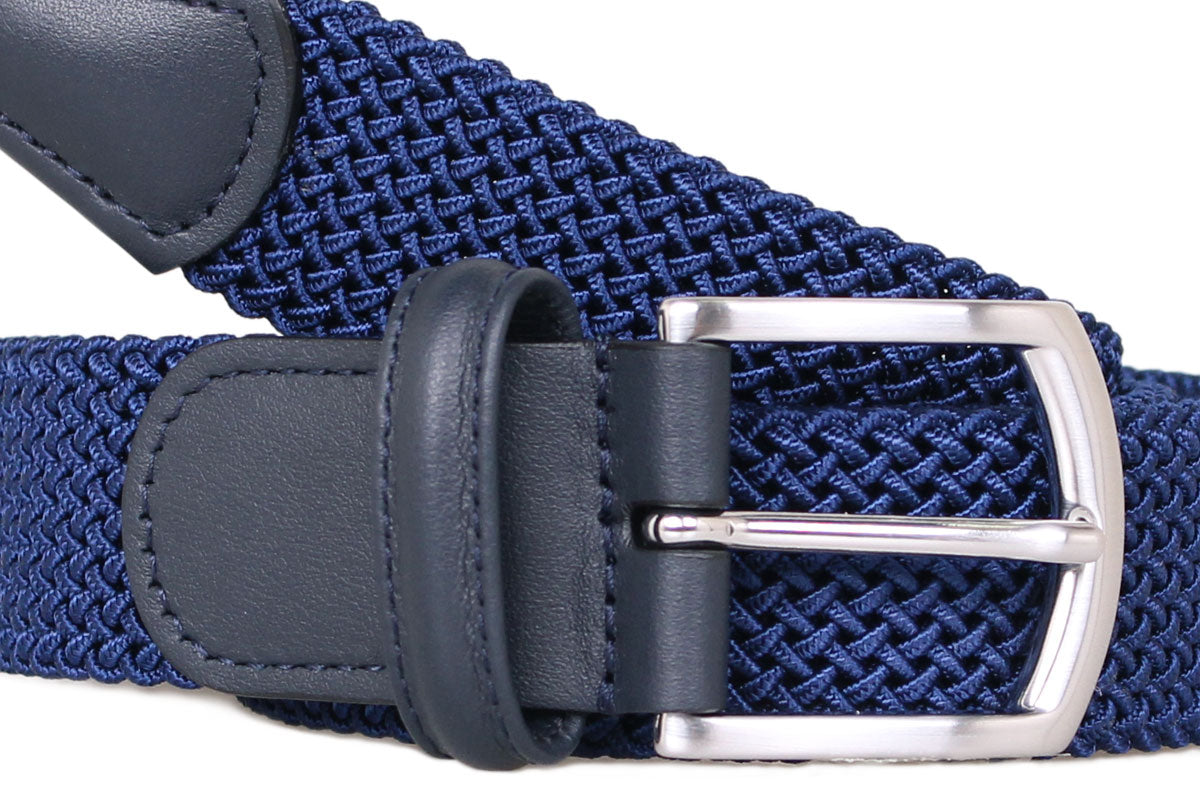 Navy Woven Elastic Belt  Robert Old   