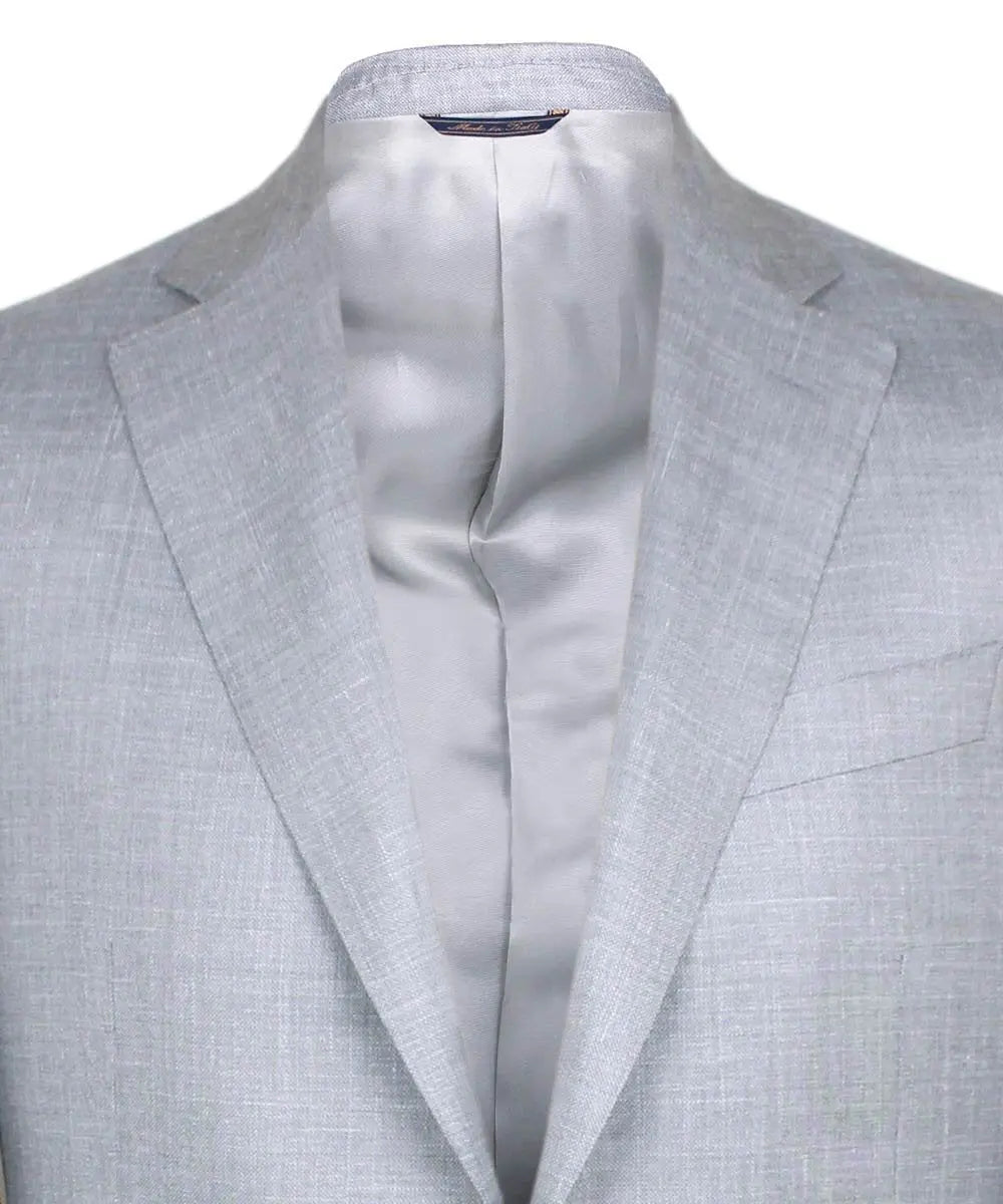 Silver Wool, Silk and Linen Blend Blazer  Robert Old   