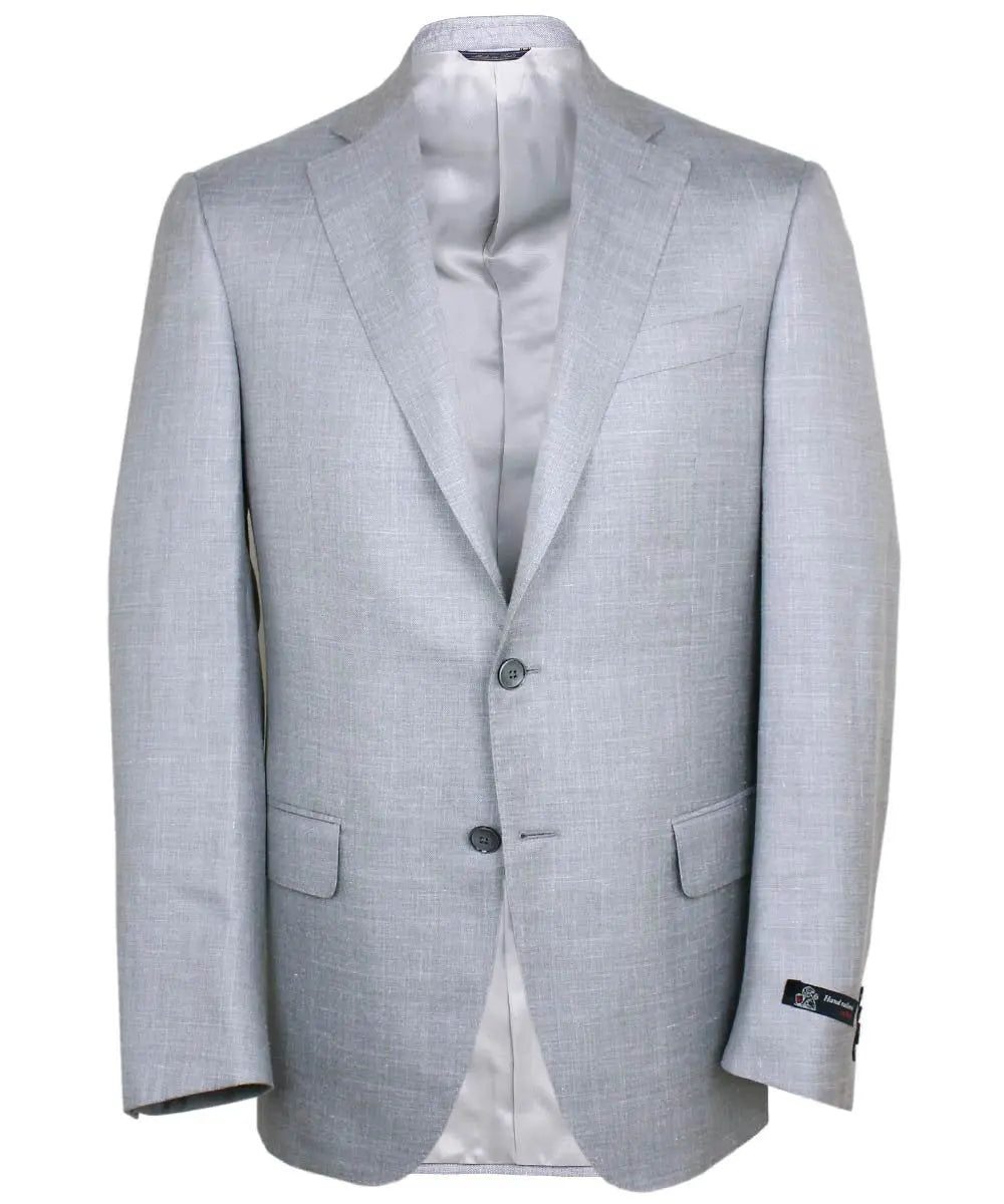 Silver Wool, Silk and Linen Blend Blazer  Robert Old   