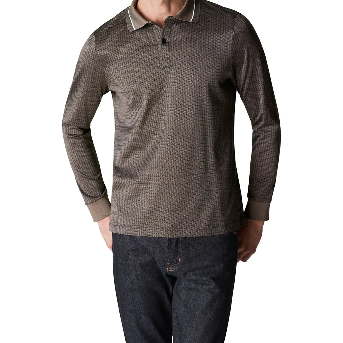 Mid Gray Filo di Scozia Jacquard Polo Shirt  Eton   